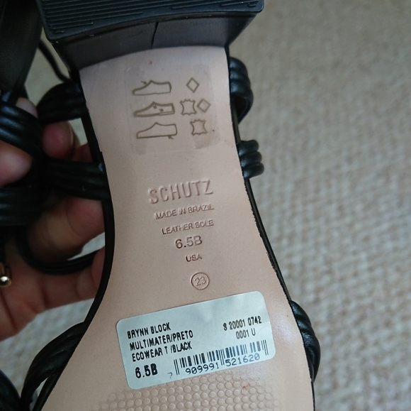 Schutz Brynn Mid Block Leather Sandal size 36.5 - Picture 11 of 13